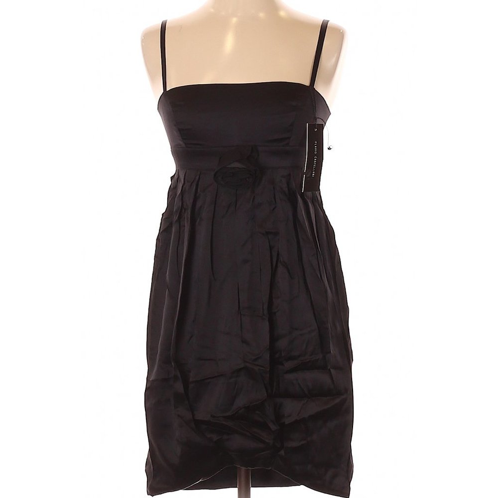 NWT Flavio Castellani Black Silk Short Slip Dress